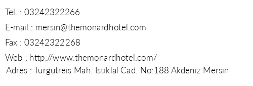 The Monard Hotel telefon numaralar, faks, e-mail, posta adresi ve iletiim bilgileri